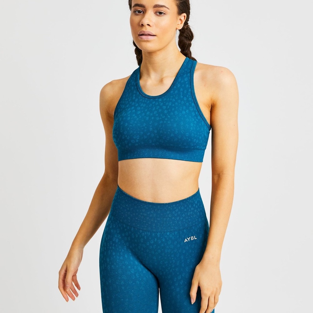 AYBL Evolve Speckle Seamless Sports Bra in Teal Sz Medium